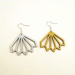 Boucles d'oreilles bois pétales or et argent