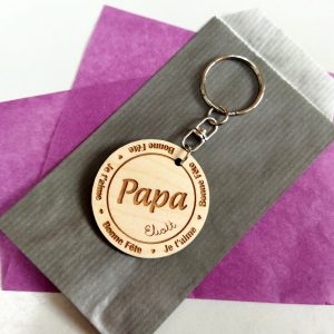 Porte-clé-papa-fête de père-cadeau-bois-original-personnalisé