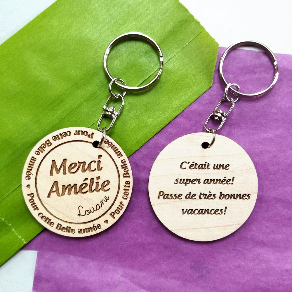 Porte-clef personnalisable pour cadeau de fin d'année scolaire