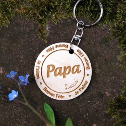 Porte-clés bois fête des pères à personnaliser