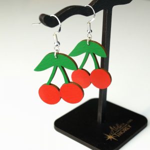 Boucles d'oreilles cerises en bois