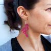 Boucles d'oreilles bois flamant rose