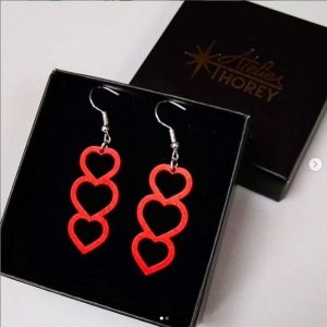 Boucles oreilles cœurs rouge