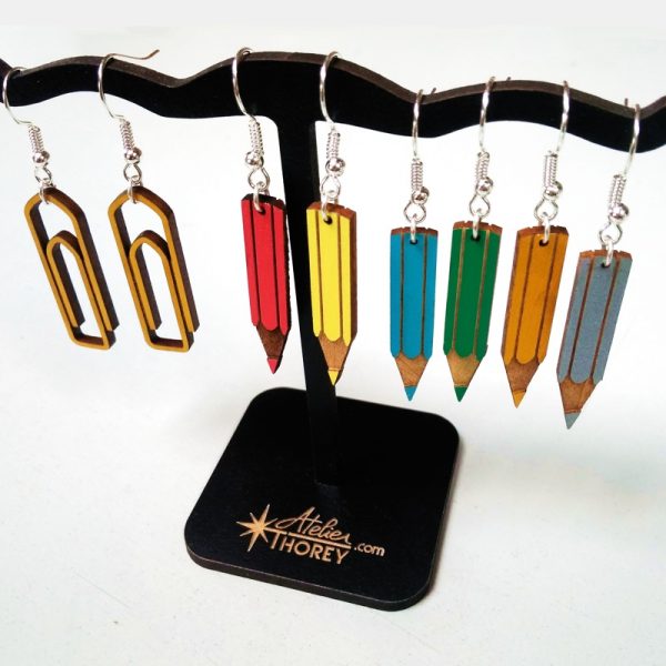 Boucles d'oreilles crayons cadeau maîtresse