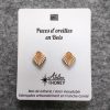 Puces oreilles bois lutherie losange art déco