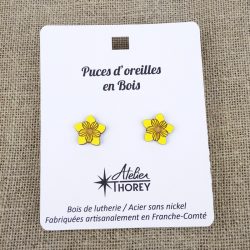 Puces en bois fleurs claires jaune