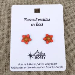 Puces en bois fleurs claires rouge