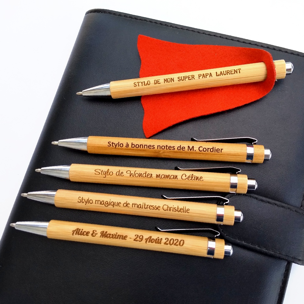 Crayon bille en bambou personnalisé