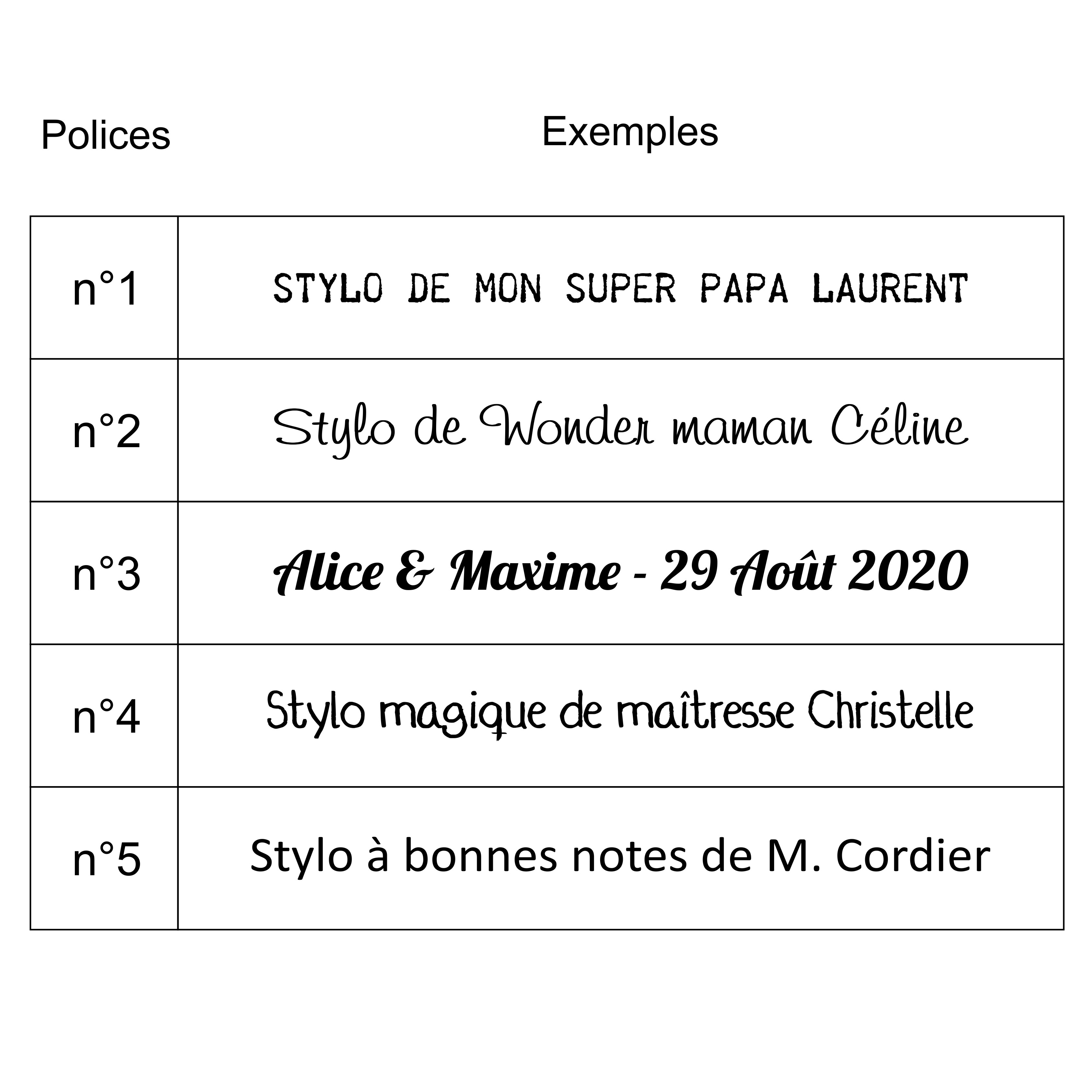 Stylo bois gravure Texte personnalisé