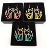 Boucles oreilles chat origami bicolore bois brut rose jaune vert d eau