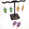 Boucles d'oreilles bois et couleurs feuilles de charmes