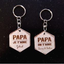 Porte-clé papa je t'aime hexagonale