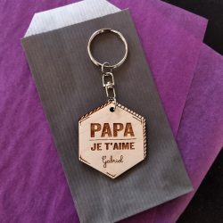 Porte-clé papa je t'aime hexagonale