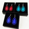 Boucles oreilles pierres précieuses saphir bleu iridescent rouge