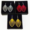 Boucles oreilles bois shelly coquillage or rouge argent