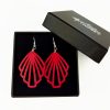 Boucles oreilles bois shelly coquillage rouge