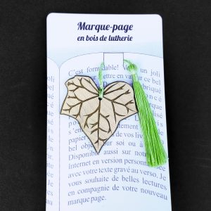 Marque-page bois personnalisé feuille lierre personnalisé