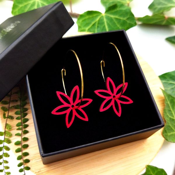 Boucles d'oreilles créoles spirographe petite fleur