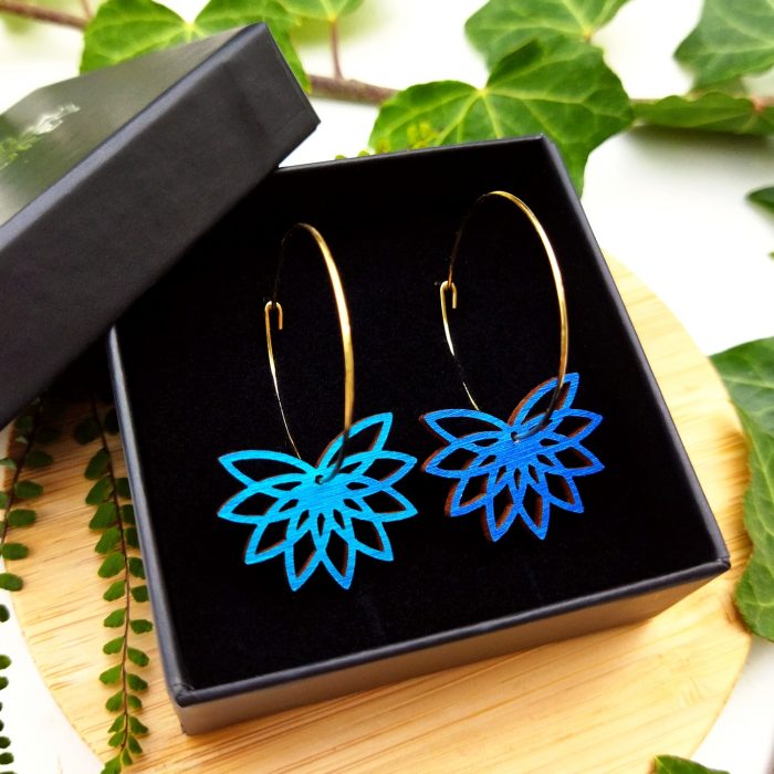 Boucles d'oreilles créoles spirographe petit lotus