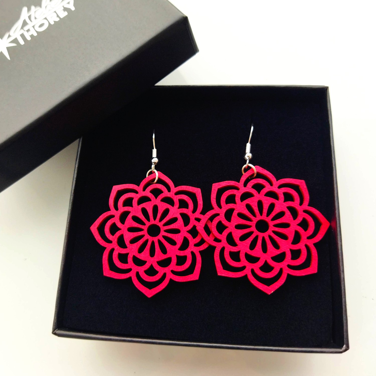 Boucles d'oreilles mandala en bois