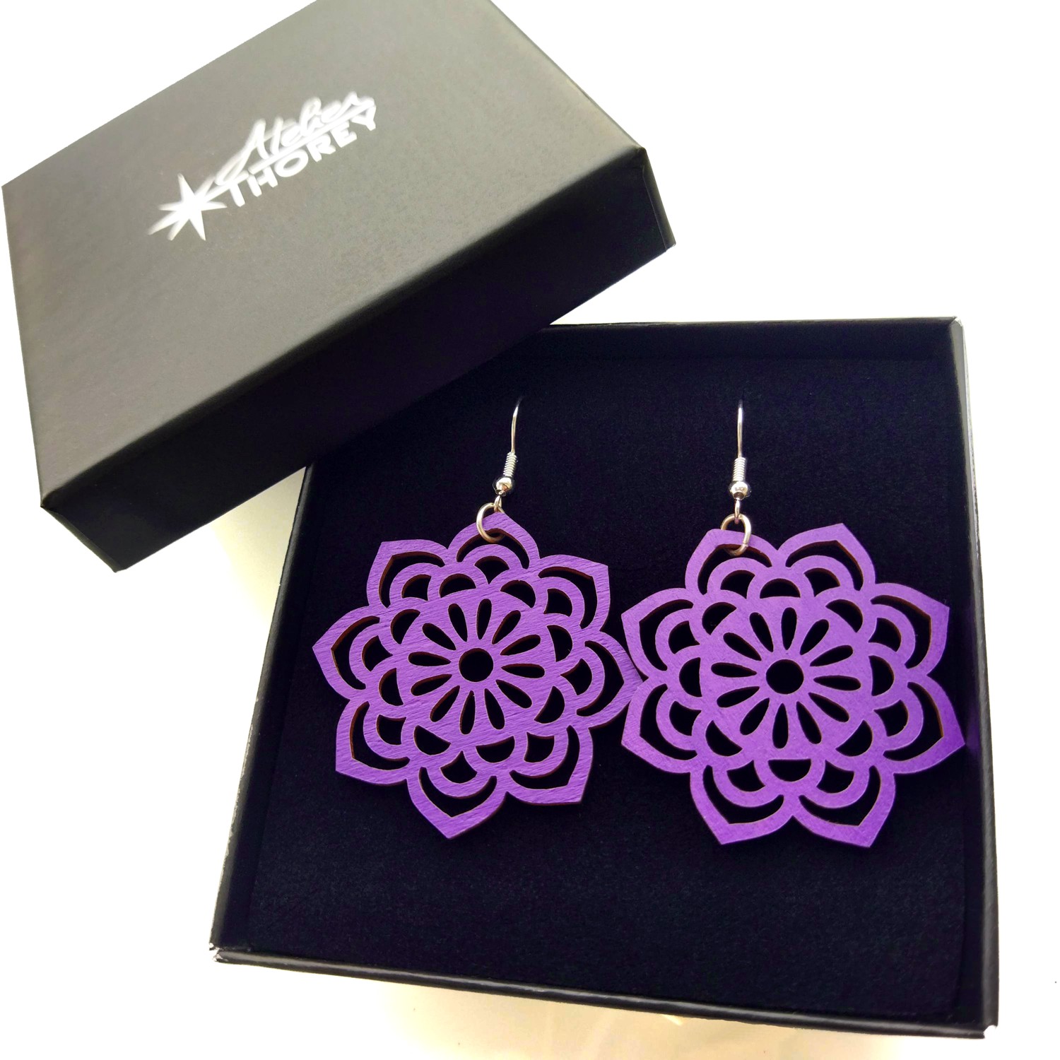 Boucles d'oreilles mandala en bois