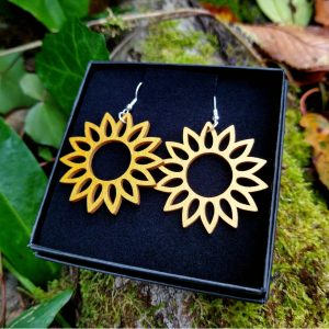 Boucles d'oreilles en bois soleil