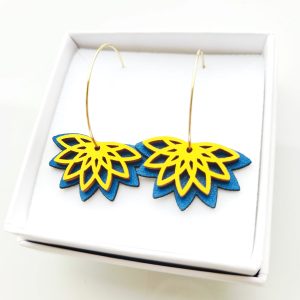 Boucles d'oreilles cuir d'ananas et bois